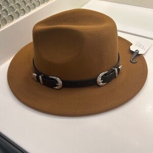 Women's Time and Tru Hat One Size Adjustable Fedora Soft Felt Wide Brim